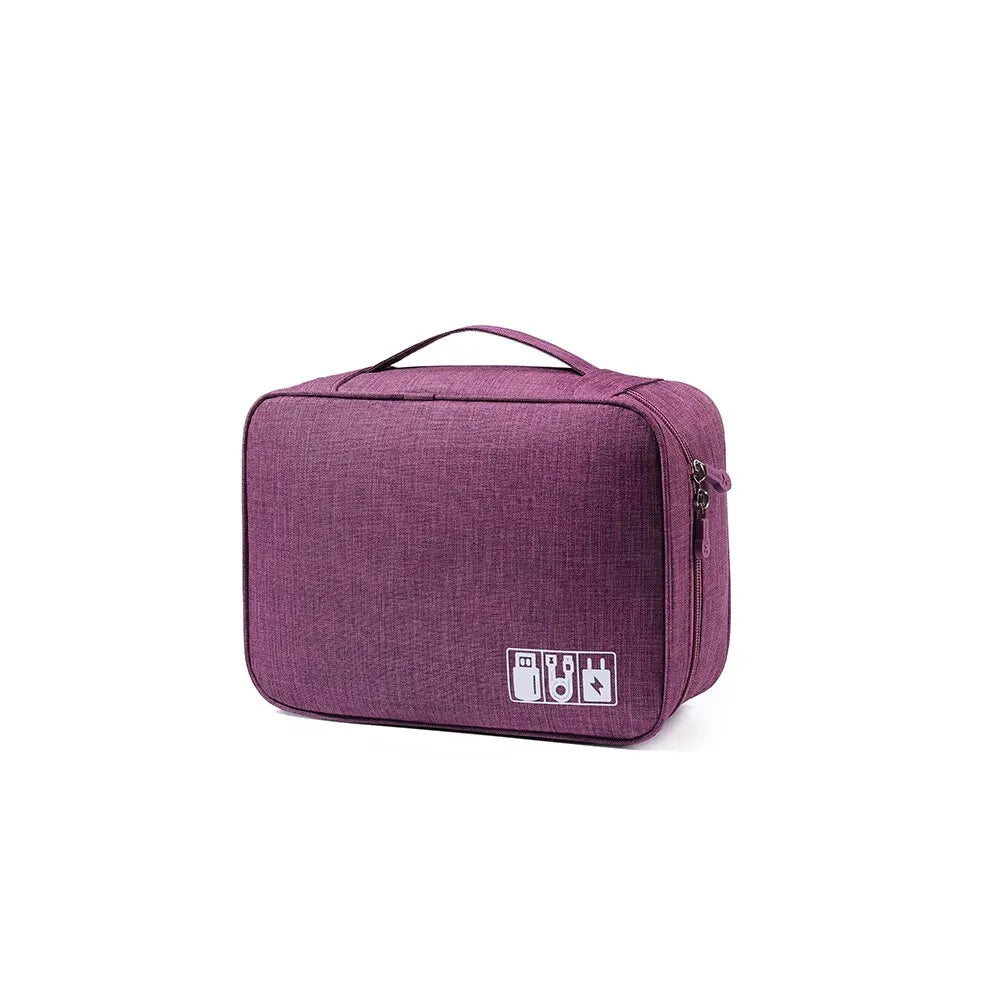 Electronics Travel Organizer Bag with Double-Layer Storage