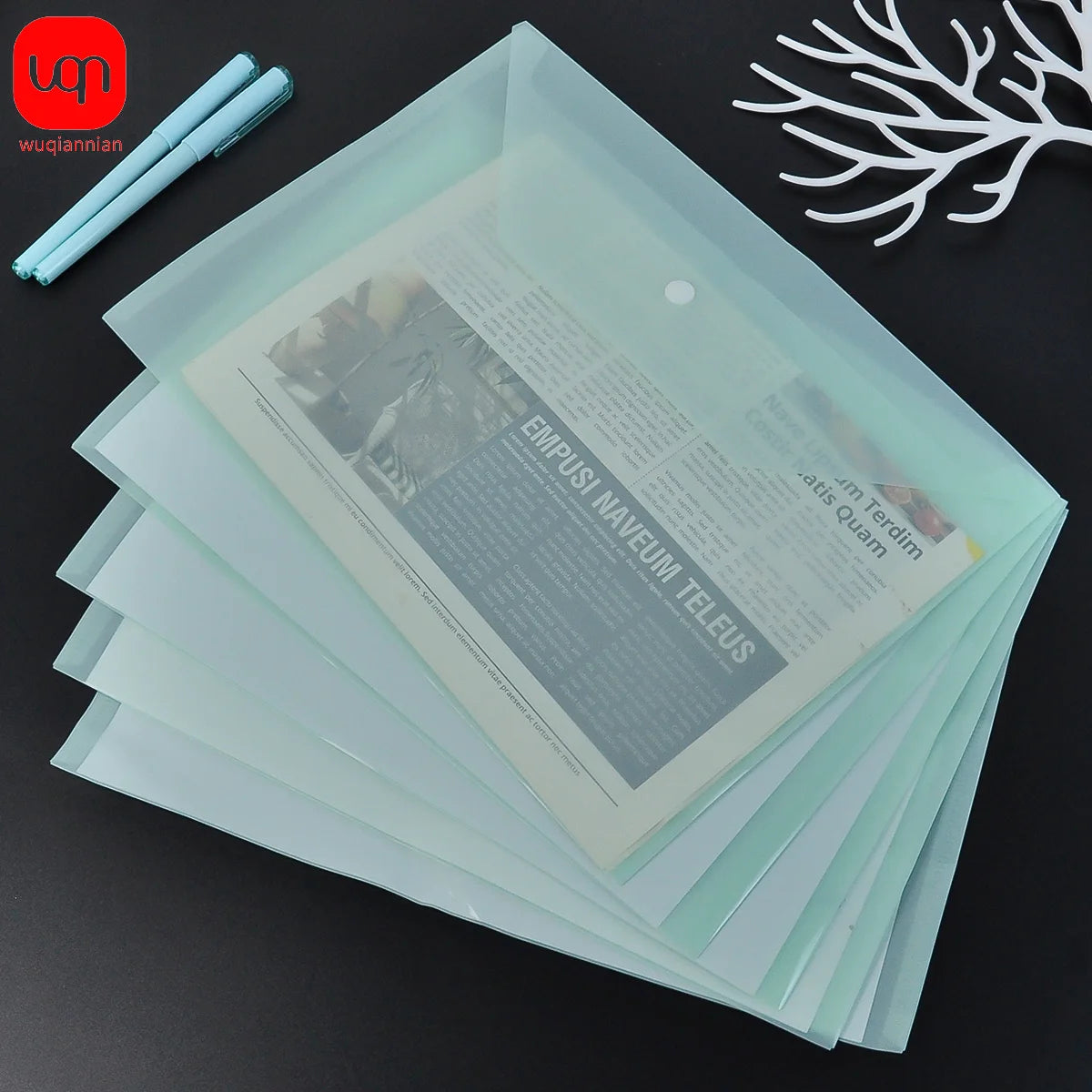 5 Pack Clear A4 Plastic Envelope Folders with Snap Button for School, Office and Document Storage