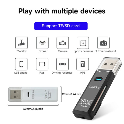 2-in-1 USB 3.0 SD & MicroSD Card Reader — High-Speed USB Adapter