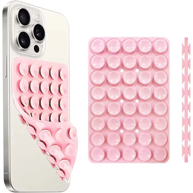 Silicone Suction Cup Phone Case Mount, Double Sided Hands-Free Strong Grip Holder for Selfies and Videos