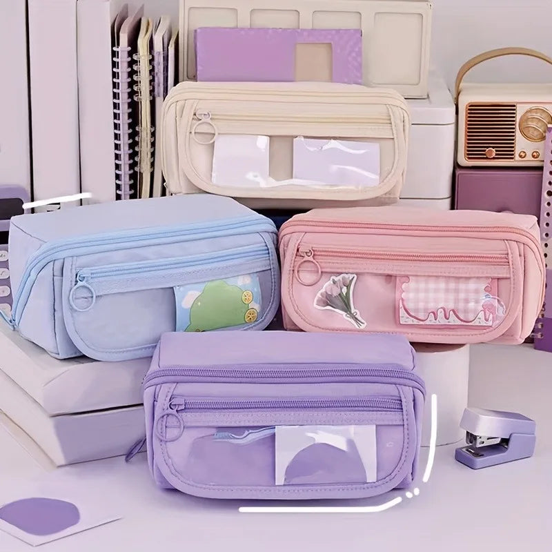 Large Capacity Pencil Case Organizer with Multi-Compartment Desktop Storage for School and Office Supplies