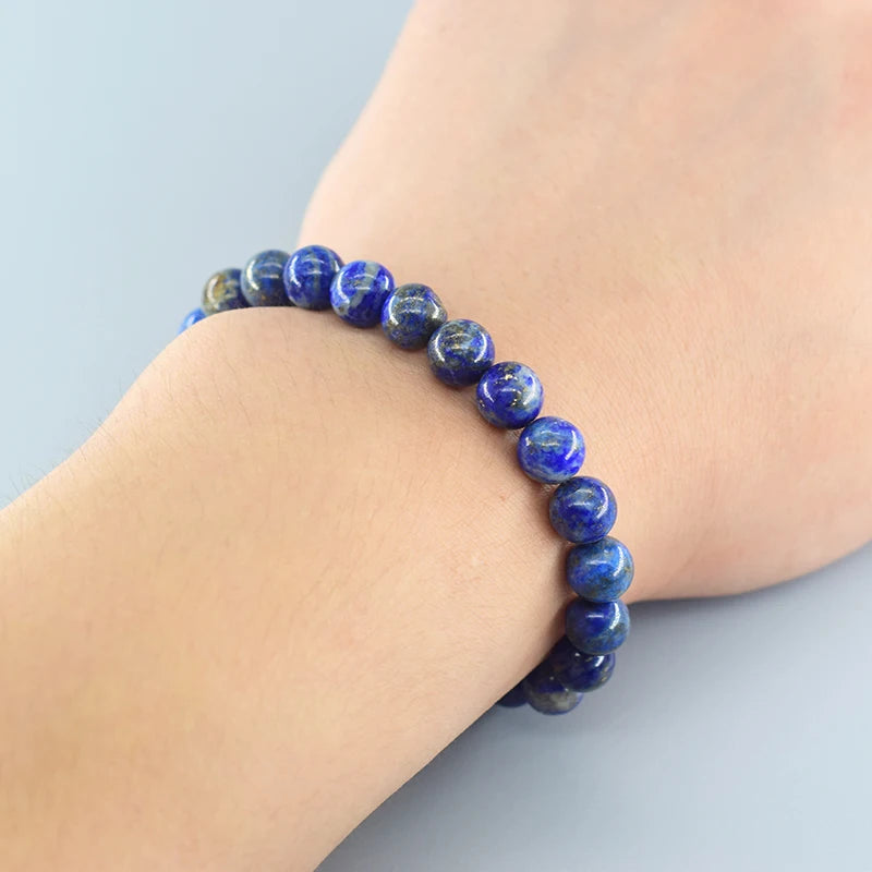 Natural Lapis Lazuli Stone Beads Bracelet — Energy Healing Jewelry