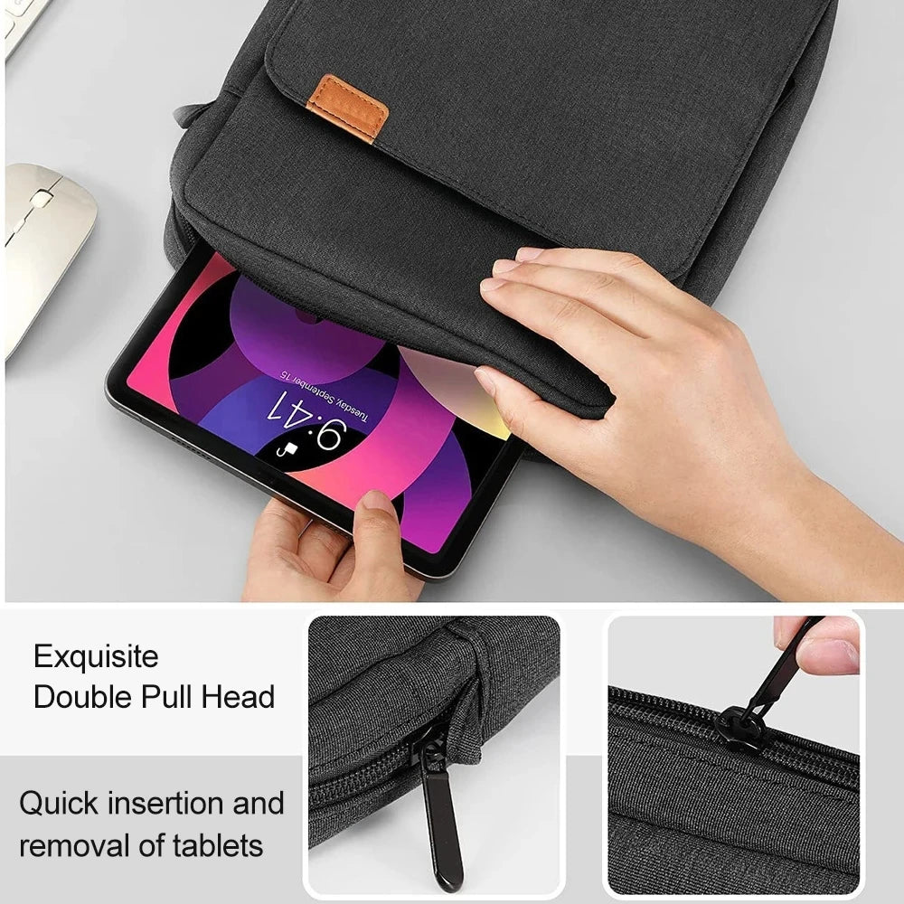 Laptop Sleeve Bag with Shoulder Strap and Handle, Water-Resistant Multi-Pocket Case for 11 and 13 Inch Laptops and 9 to 13 Inch Tablets