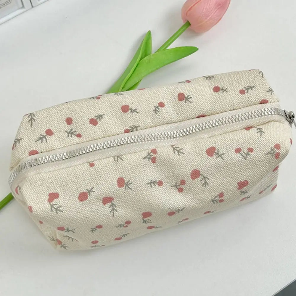 Floral Quilted Pencil Case with Zipper
