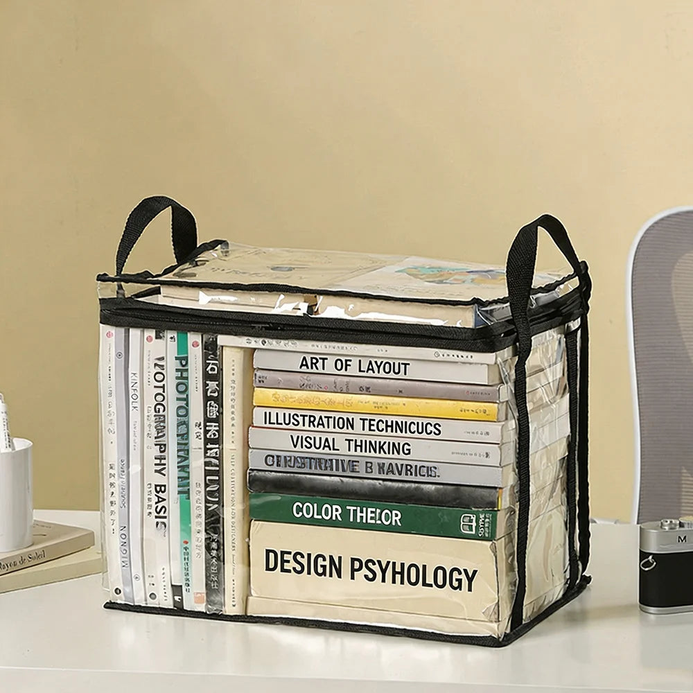 Foldable Clear Book Storage Bag with Carry Handles
