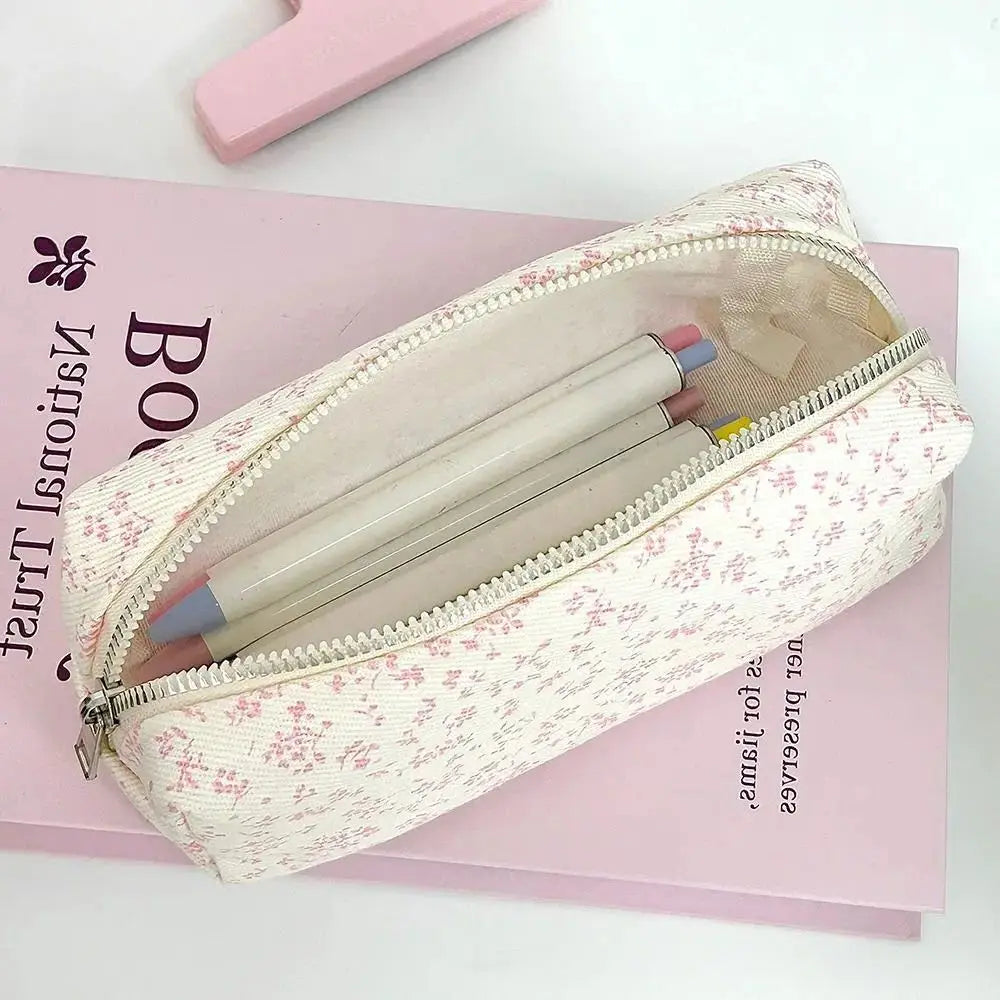 Floral Quilted Pencil Case with Zipper