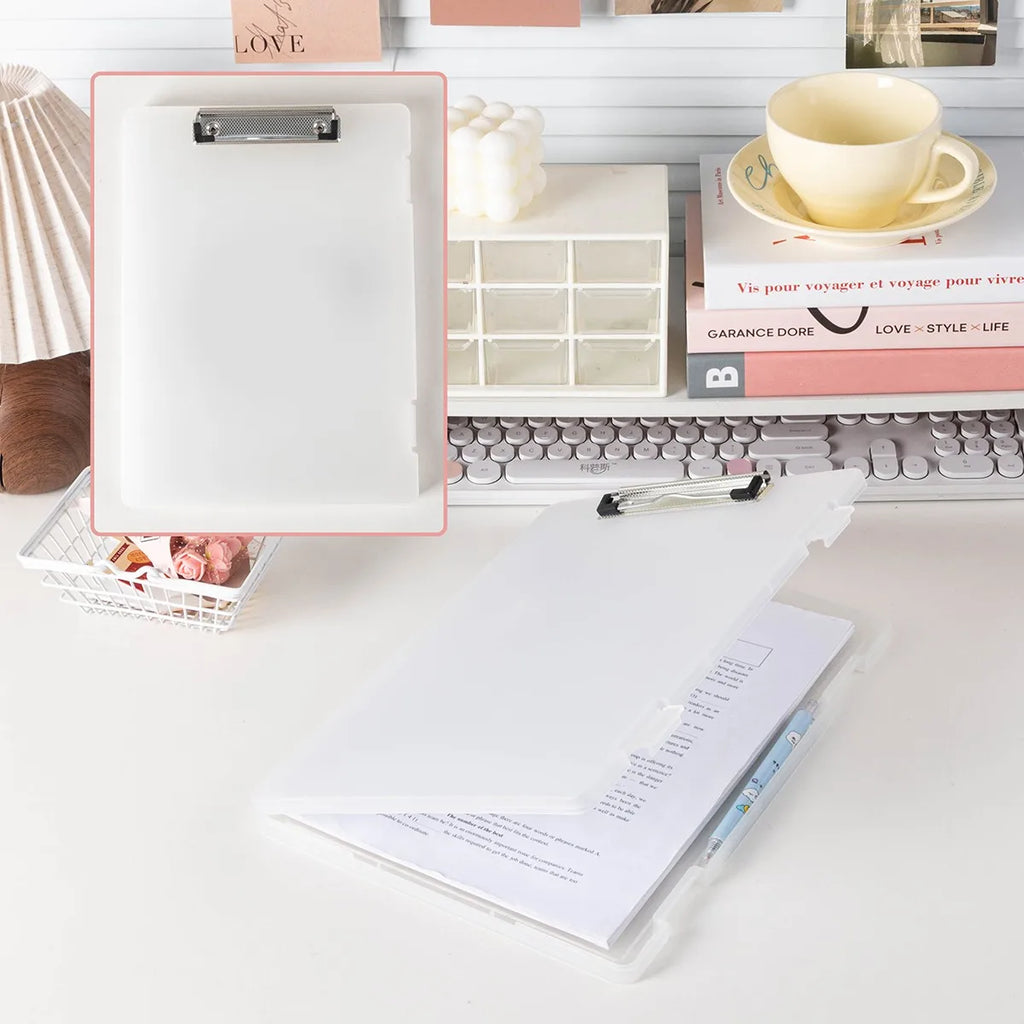 A4 Clipboard Folder with Storage Box for School Papers and Office Documents