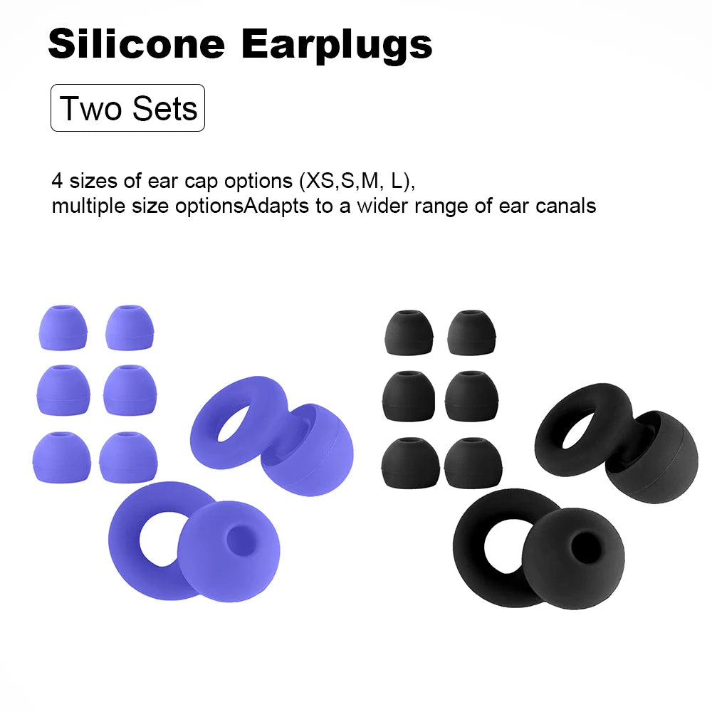 Quiet Ear Plugs for Noise Reduction — Soft Reusable Hearing Protection for Sleep, Swim & Work, 8 Tips in XS/S/M/L