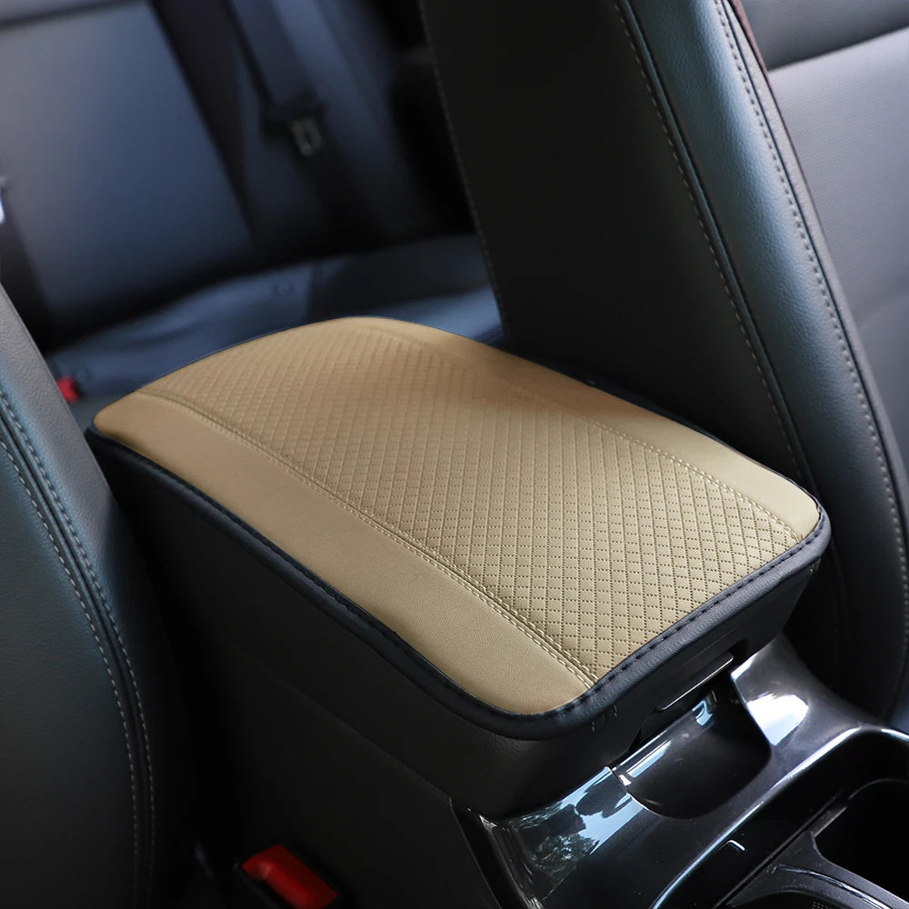 PU Leather Car Armrest Cushion Cover — Waterproof Central Console Pad