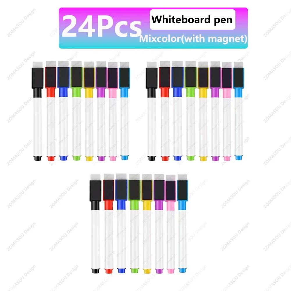 Magnetic Dry Erase Markers with Eraser Cap, Fine Tip Whiteboard Markers for Home, Office, School and Classroom, 1 to 48 Pack