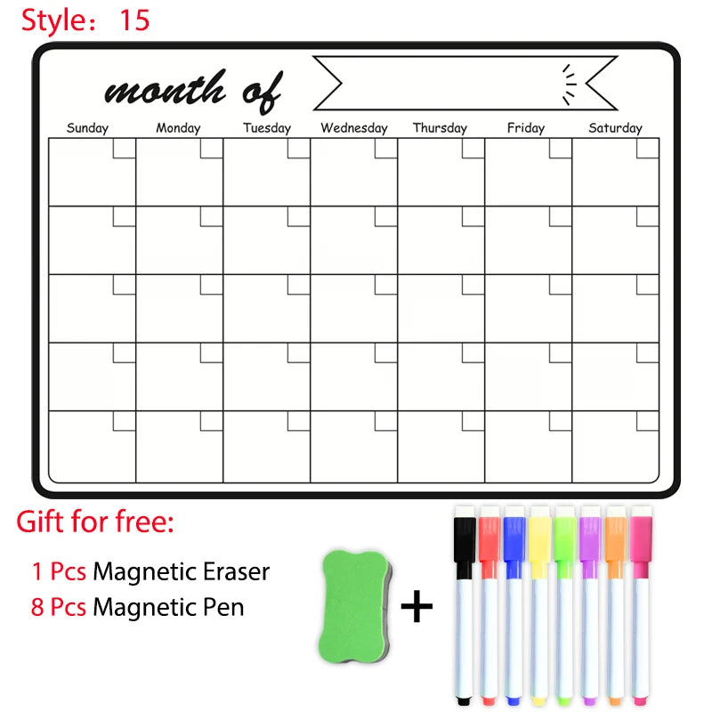 A3 Magnetic Dry-Erase Planner — Monthly & Weekly Fridge Calendar