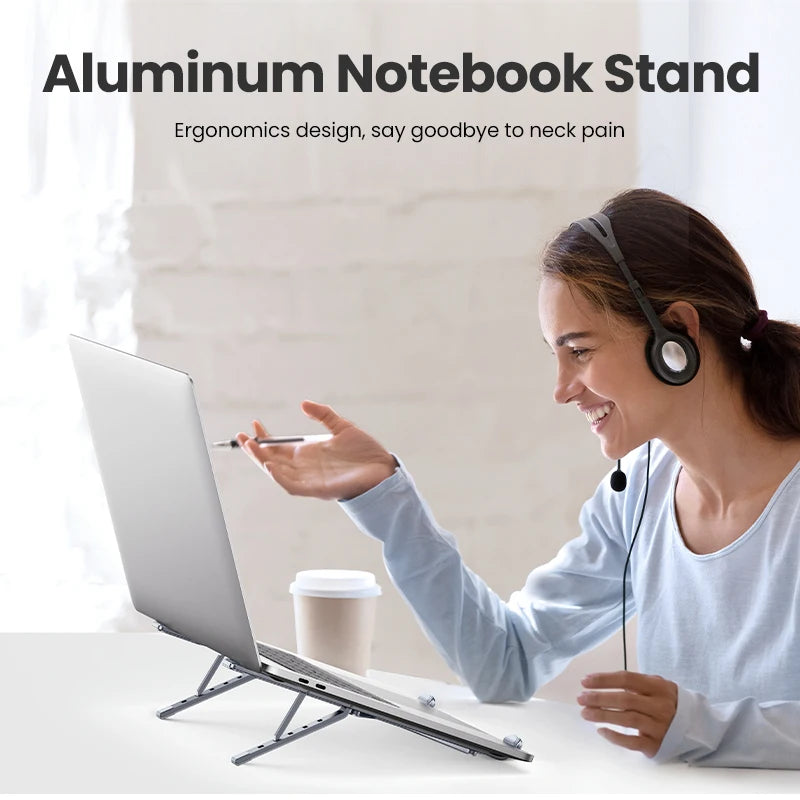 UGREEN Foldable Aluminum Laptop Stand — Vertical Holder for MacBook, Tablet & Phone