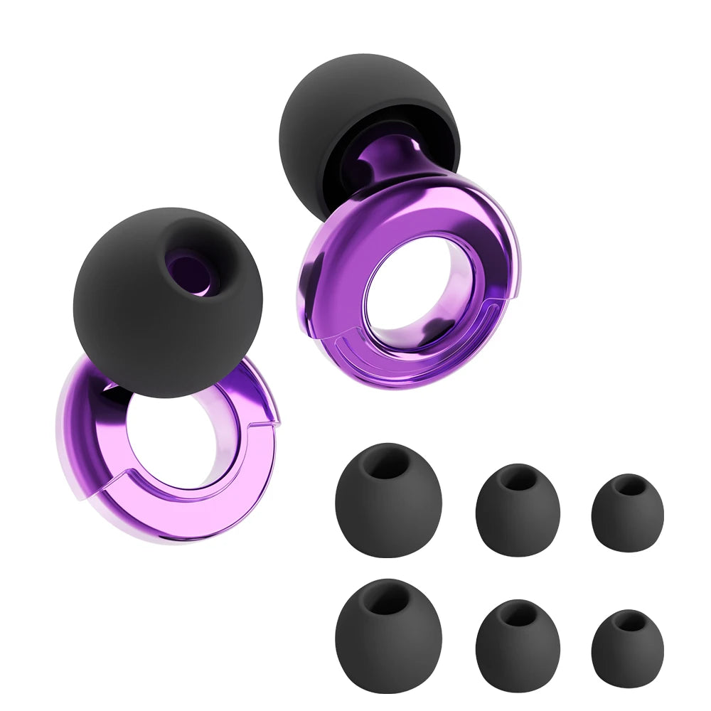 Quiet Ear Plugs for Noise Reduction — Soft Reusable Hearing Protection for Sleep, Swim & Work, 8 Tips in XS/S/M/L