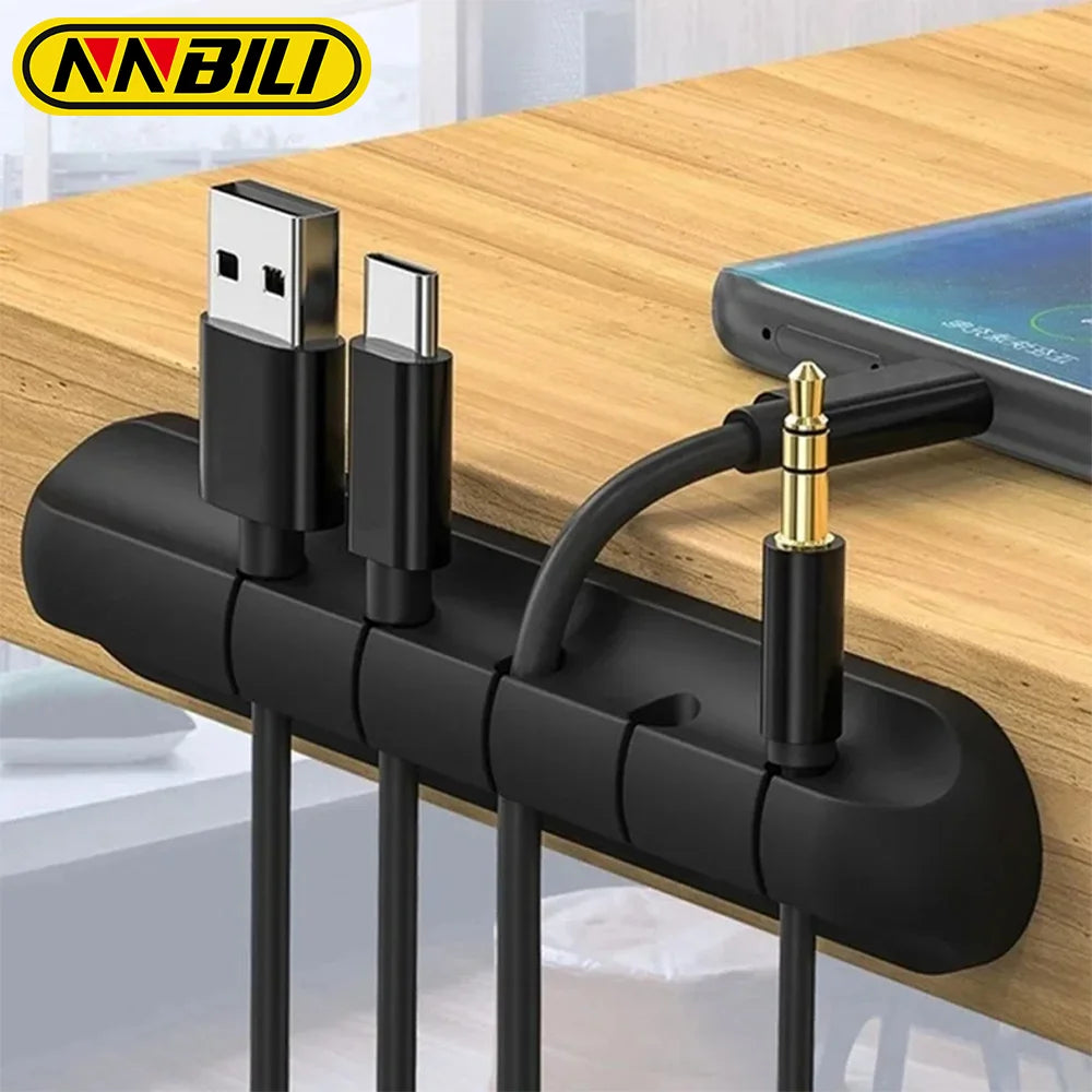 Silicone Cable Organizer Clips, Desktop USB Cord Holder and Wire Management for Charger, Mouse and Headphone Cables, 3, 5 or 7 Slots