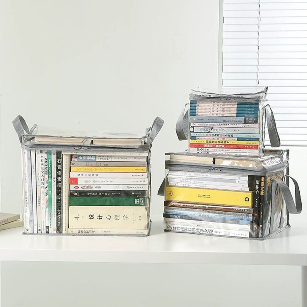 Foldable Clear Book Storage Bag with Carry Handles