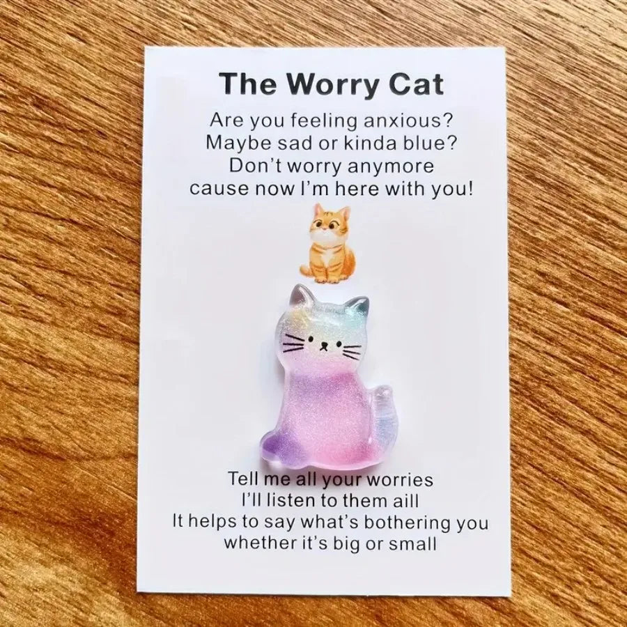 Worry Cat Pocket Hug Encouragement Card Gift