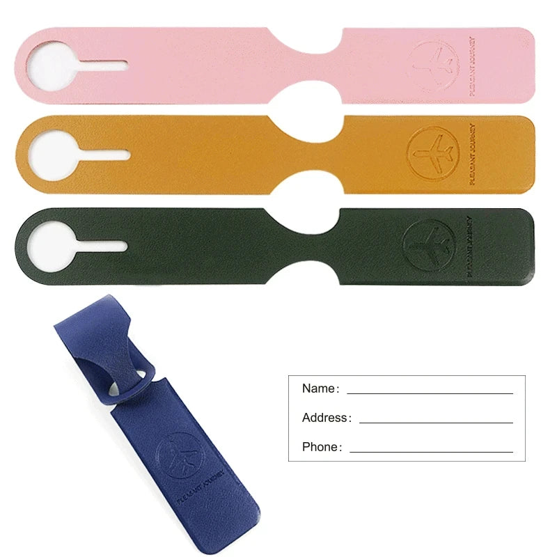PU Leather Luggage Tag with ID Card Holder for Suitcases, Travel Bags and Backpacks