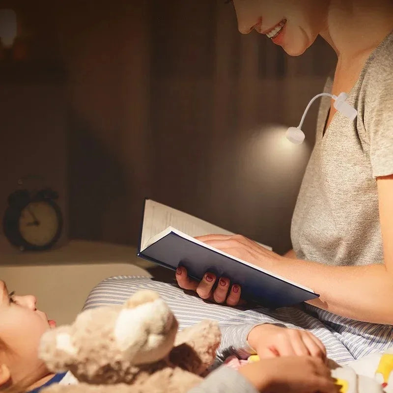 Mini Clip-On Book Light — 3-Color LED Reading Lamp, Battery-Powered