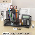 Mesh Desk Organizer with Pencil Holder & Storage Baskets — 3-Compartment