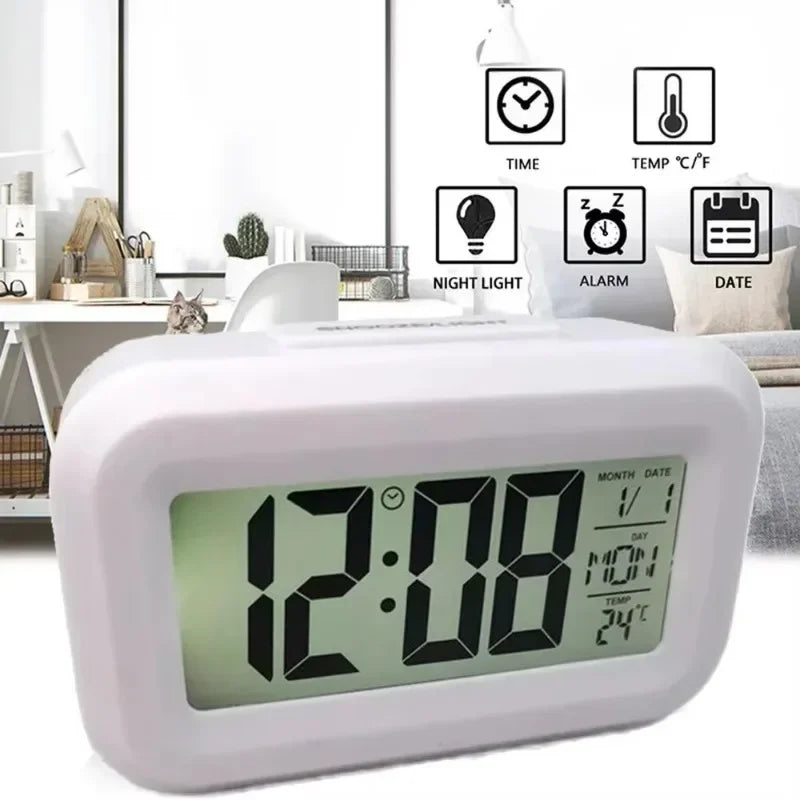LED Digital Alarm Clock with Calendar & Temperature Display