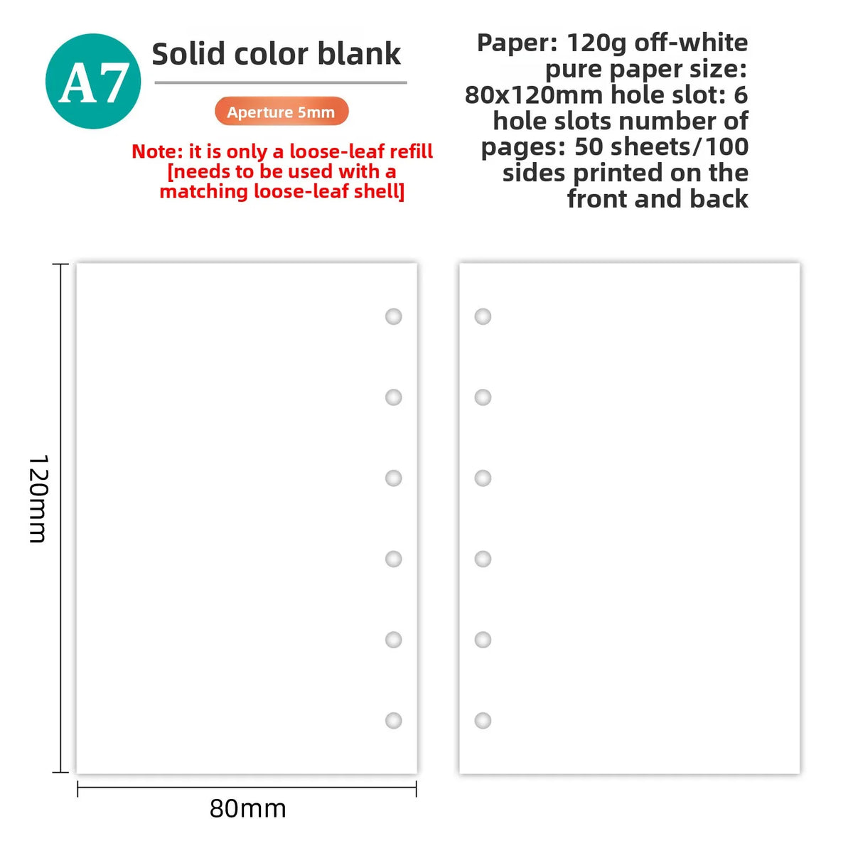 A7 Loose Leaf Notebook Refill Paper, 50 Sheet Binder Inserts in Weekly, Monthly, To Do, Grid, Lined and Blank Styles