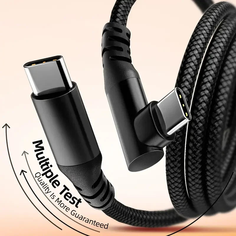 60W USB-C to USB-C Fast-Charging Cable — Braided Data & Charging Cord, 1m–3m