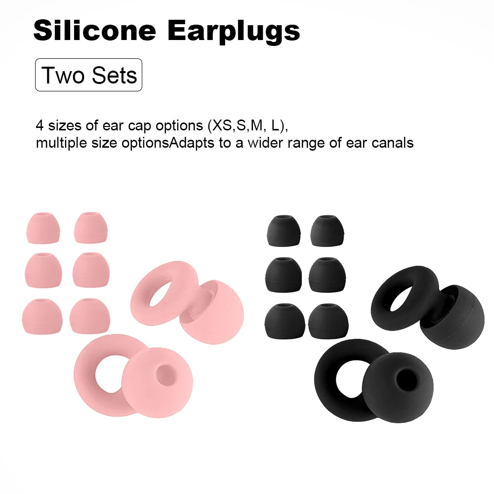Quiet Ear Plugs for Noise Reduction — Soft Reusable Hearing Protection for Sleep, Swim & Work, 8 Tips in XS/S/M/L