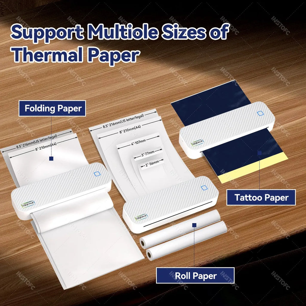 Portable A4 Bluetooth Thermal Printer — Wireless Photo & Document Printer for Home, Office & Travel