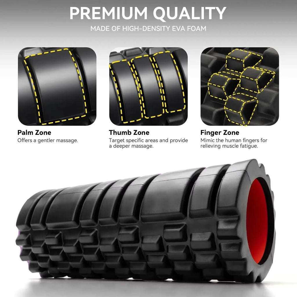Textured EVA Foam Roller — Deep-Tissue Massage Tool for Back, Legs & Mobility