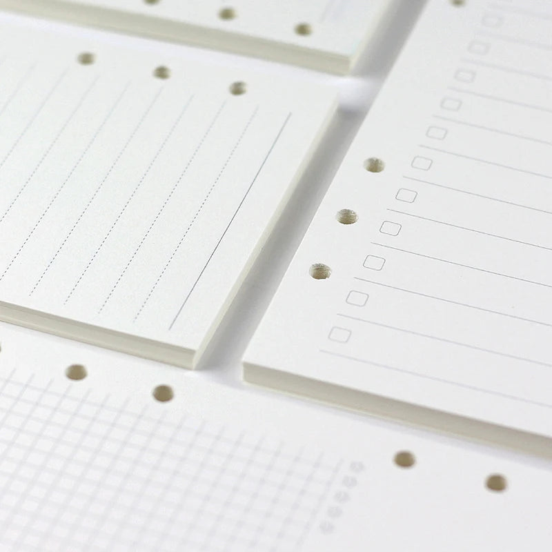 45-Sheet Loose-Leaf Binder Refills — A5, A6 & A7 Grid, Lined & Planner Paper