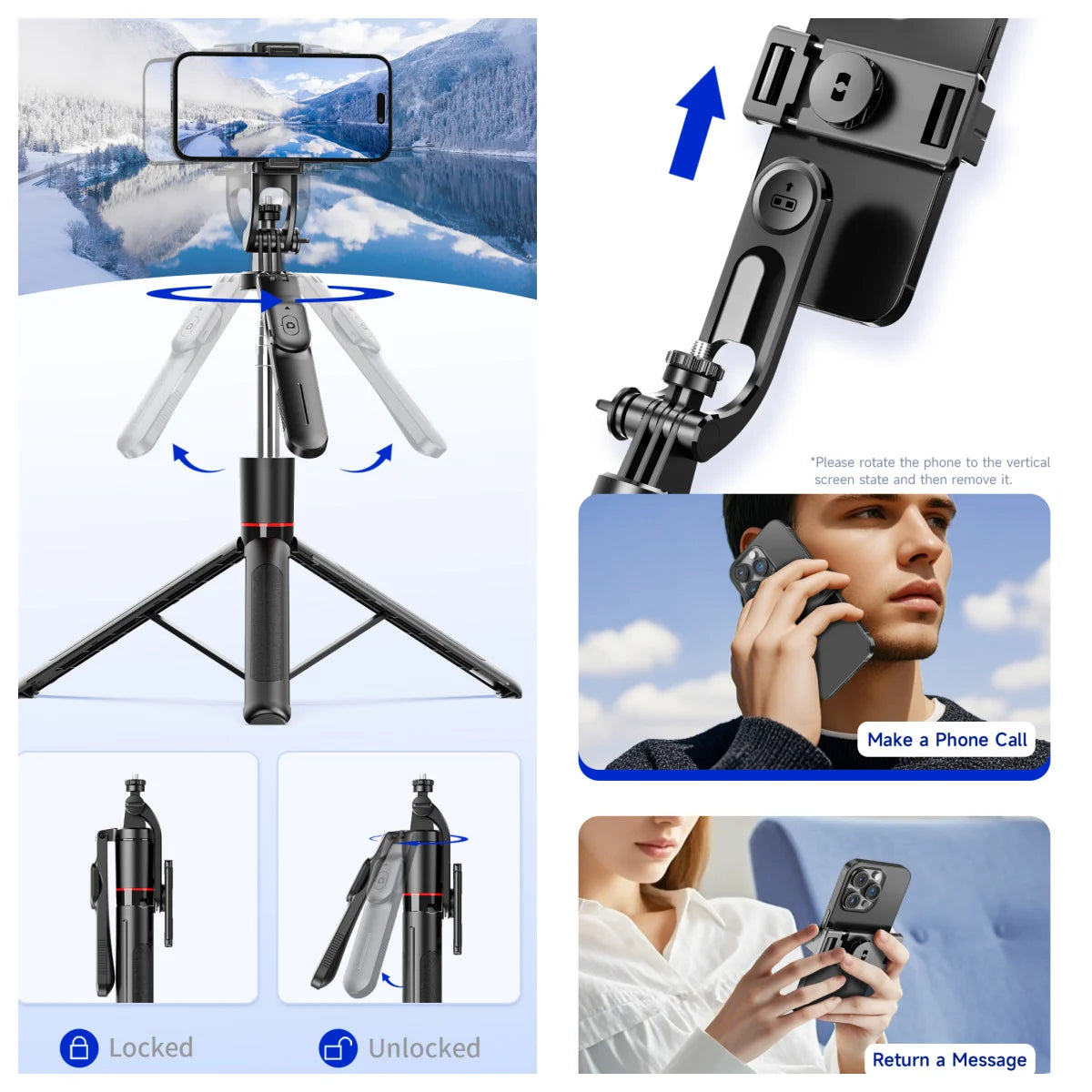 Selfie Stick Tripod with Fill Light and Bluetooth Remote, 67 Inch Extendable Phone Monopod Stand with 360° Rotation for Vlogging and Live Streaming