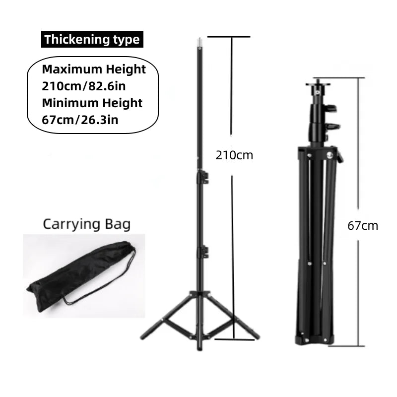 Adjustable Light Stand Tripod with Carry Bag, 50–210 cm Options