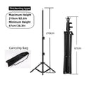 Adjustable Light Stand Tripod with Carry Bag, 50–210 cm Options