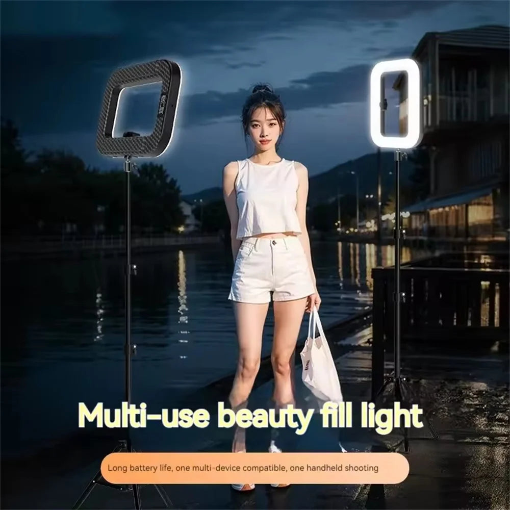 Handheld Rechargeable LED Ring Light with Phone Holder