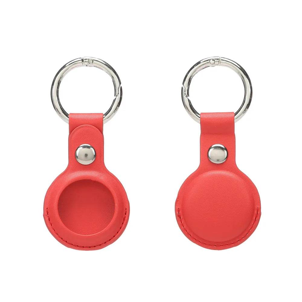 PU Leather AirTag Holder with Keyring and Snap Closure