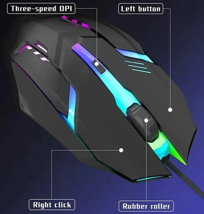 LED Luminous Backlit USB Wired Gaming Mouse with Stable Handling and Optical Tracking
