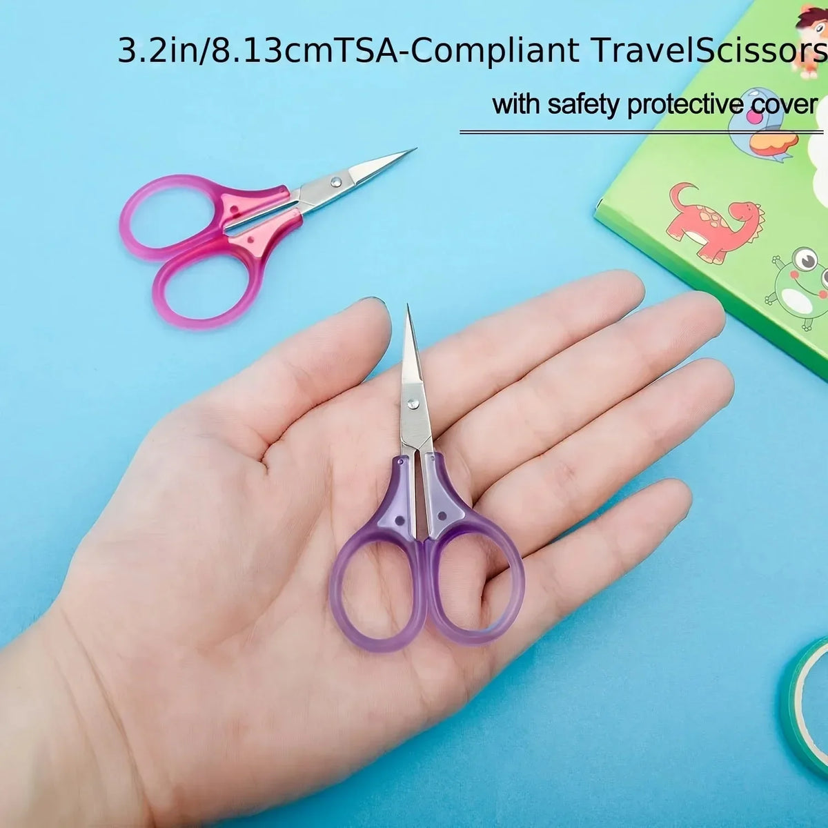 Compact Precision Craft Scissors with Protective Cap, Stainless Steel Mini Scissors for Journaling, Scrapbooking and Travel