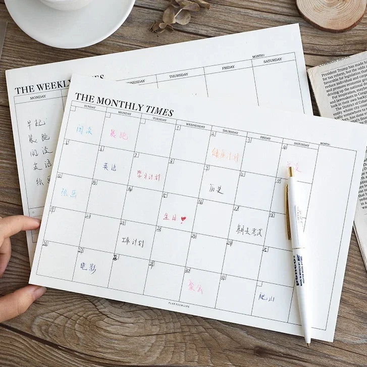 Undated Planner Notebook — Weekly or Monthly Schedule