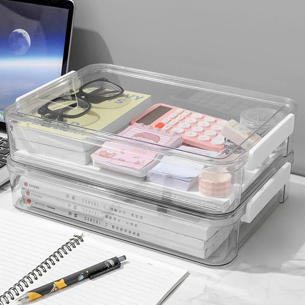 Clear Acrylic A4 Desktop File Organizer Box for Documents and Papers, Dustproof