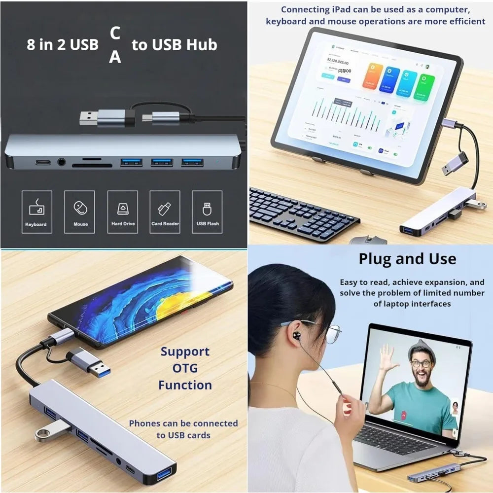USB-C Multiport Hub Adapter with 3.5mm Audio Jack