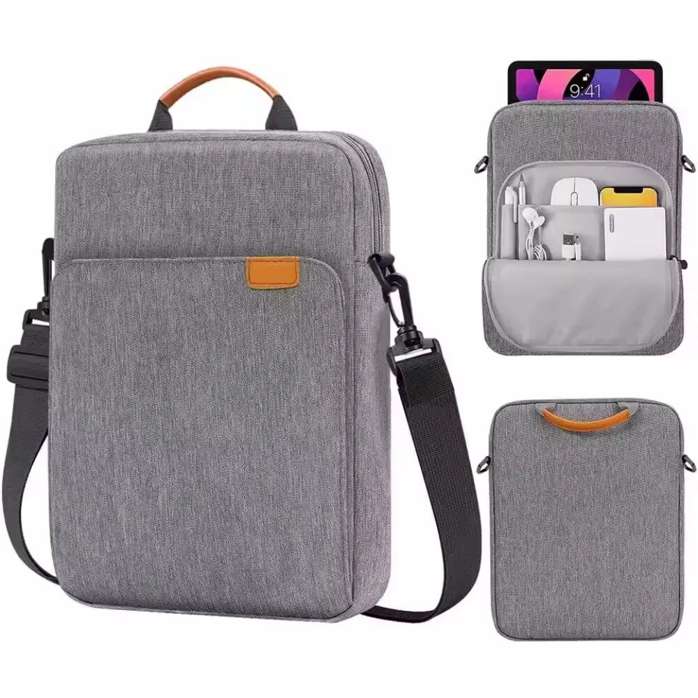 Laptop Sleeve Bag with Shoulder Strap and Handle, Water-Resistant Multi-Pocket Case for 11 and 13 Inch Laptops and 9 to 13 Inch Tablets