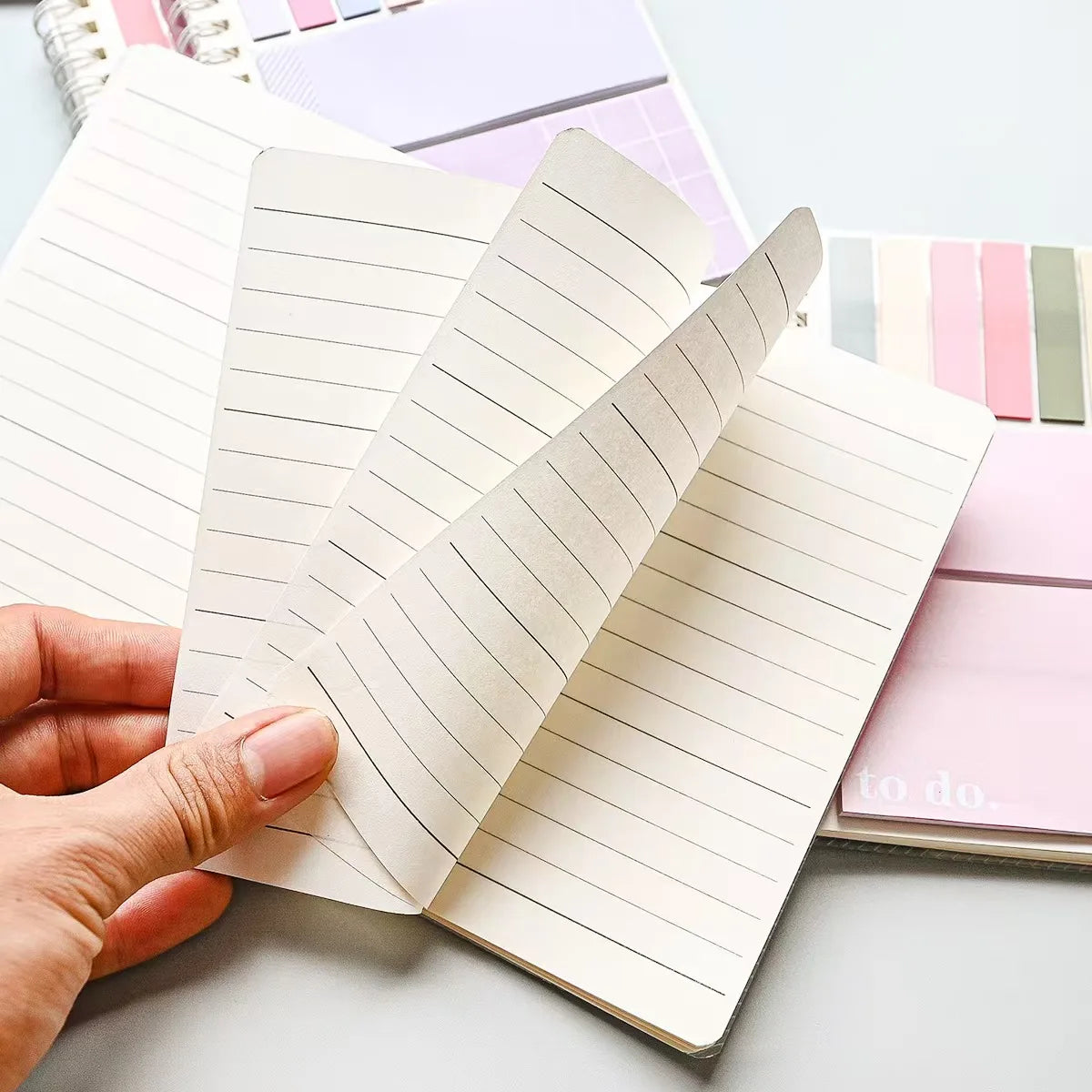 Spiral Notebook Sticky Notes Set with Index Tabs, Pastel Self-Adhesive Memo Pads and To-Do List Notepad for Office and School