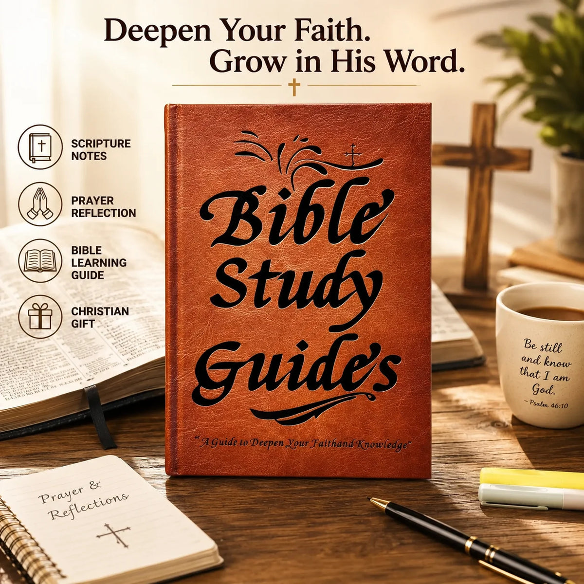 Christian Bible Study Journal with Book-by-Book Scripture Notes and Prayer Reflection Pages, Guided Devotional Workbook for Faith Growth