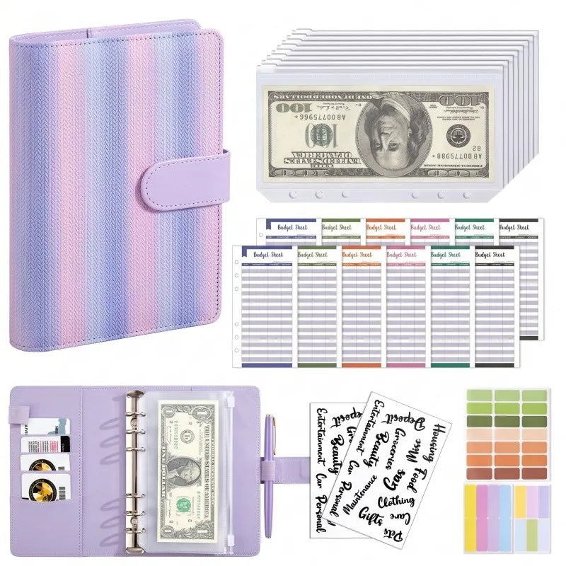 A6 Budget Binder — 6-Ring Cash Envelope Savings Planner with 8 Zipper Envelopes