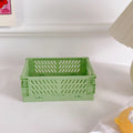Stackable Foldable Plastic Desk Storage Basket, Cute Stationery Organizer Box for Student and Office Desktop Supplies