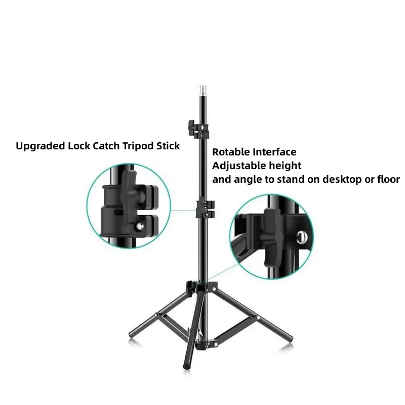 Adjustable Light Stand Tripod with Carry Bag, 50–210 cm Options