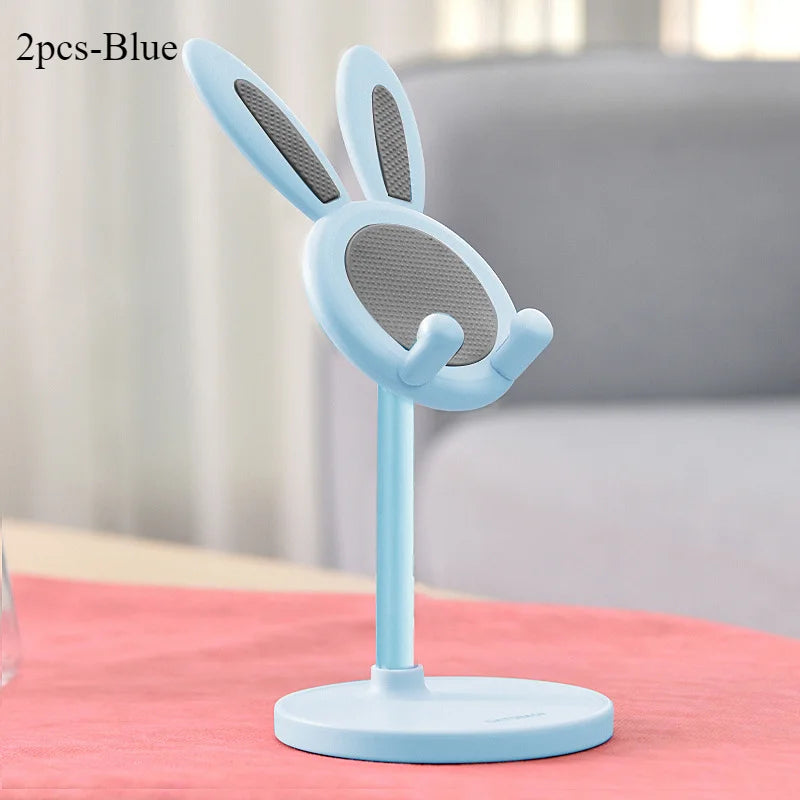 Cute Rabbit Ear Phone Stand for Desk, Adjustable Height Kawaii Cell Phone Holder