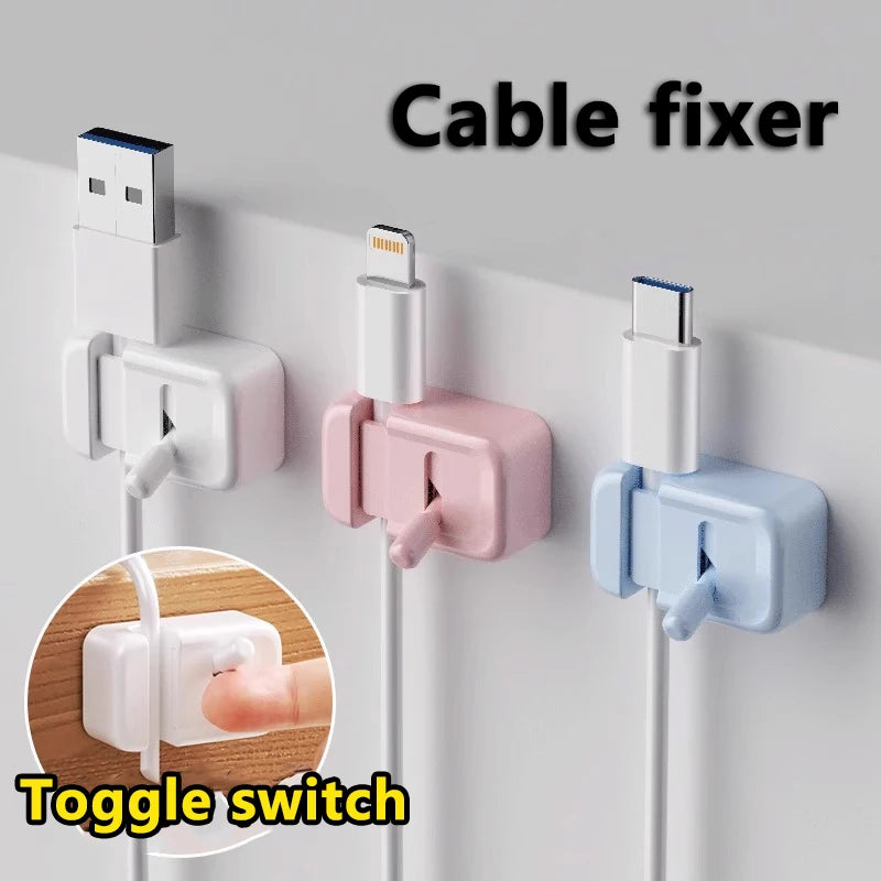 No-Drill Edge-Mounted Cord Organizer For Charging Cables And Data Wires.