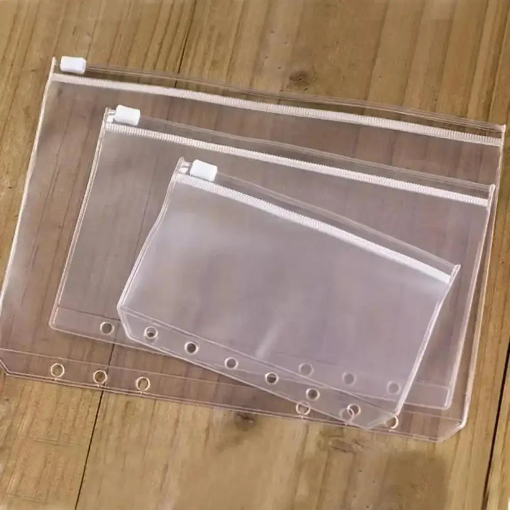 10 Pack Zipper Binder Pockets, A5 A6 A7 Clear PVC Cash Envelopes for Budget Binders, 6-Ring Planners, and Documents