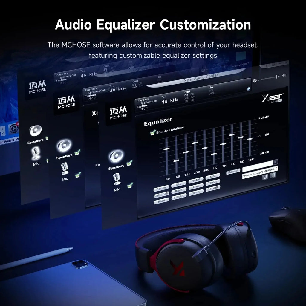 V9 Pro Wireless Gaming Headset 7.1 Surround Sound Headphones Noise Canceling Mic Low Latency Lightweight for PS5 PC SWITCH